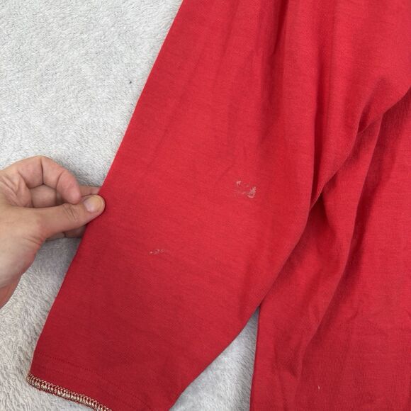 Vtg Puffy Paint Christmas Tree Shirt O/S L? 3D Bow Bead Sequin Funky Artsy 80s - Picture 11 of 14